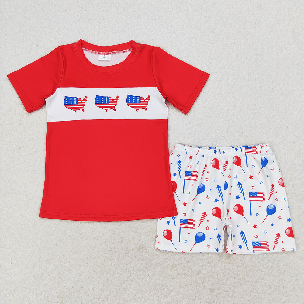 Baby Boys 4th Of July Flags Balloons Shirt Summer Shorts Clothes Sets