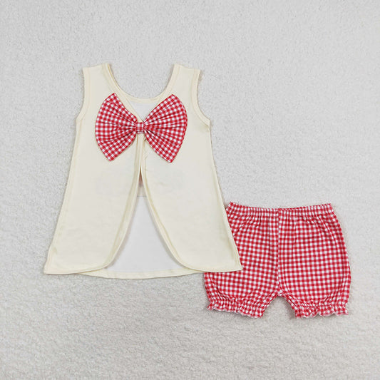 Baby Girls Bear Tiger Bow Tunic Elastic Shorts Clothes Sets
