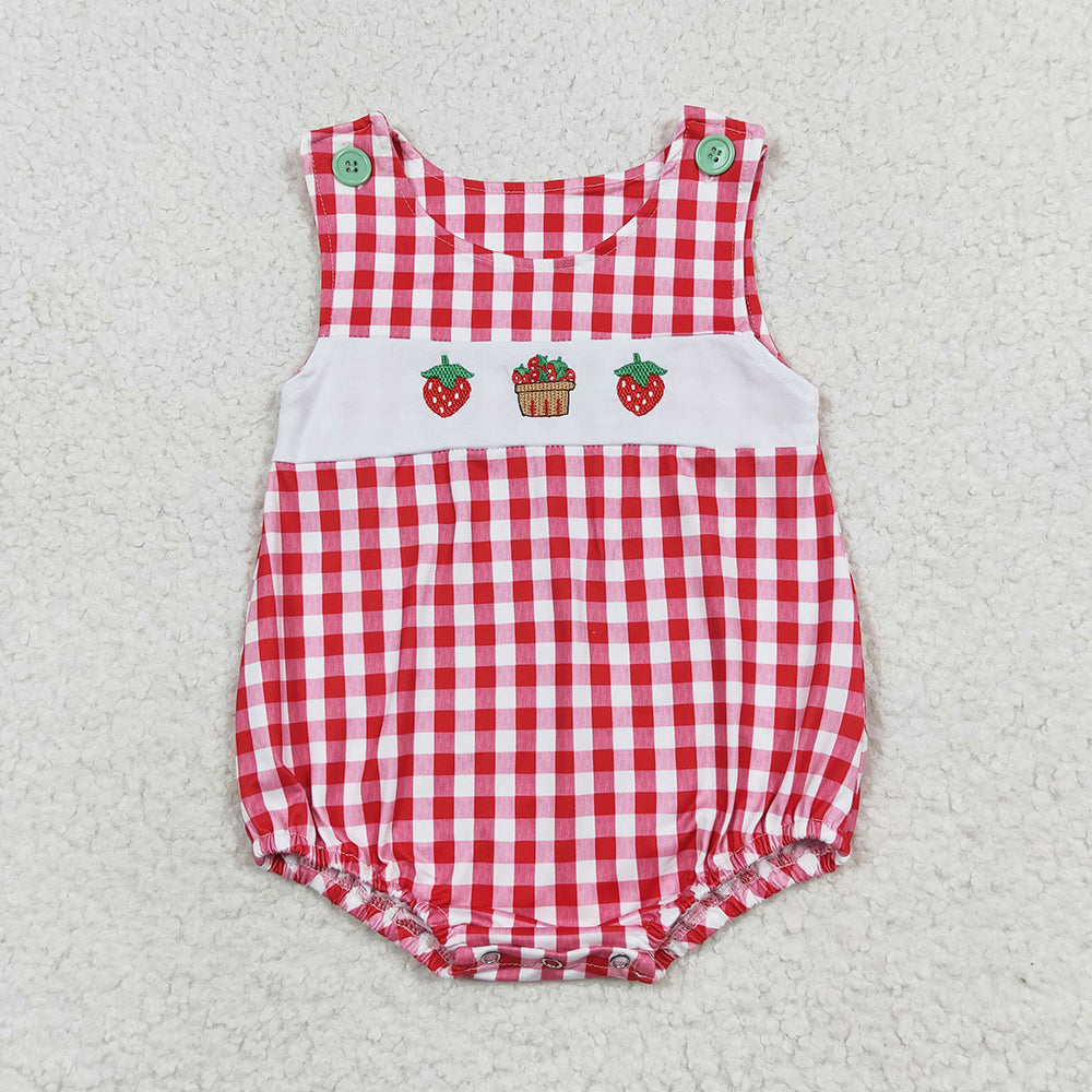 Baby Boys Red Strawberry Cake Sibling Brother Rompers Clothes Sets