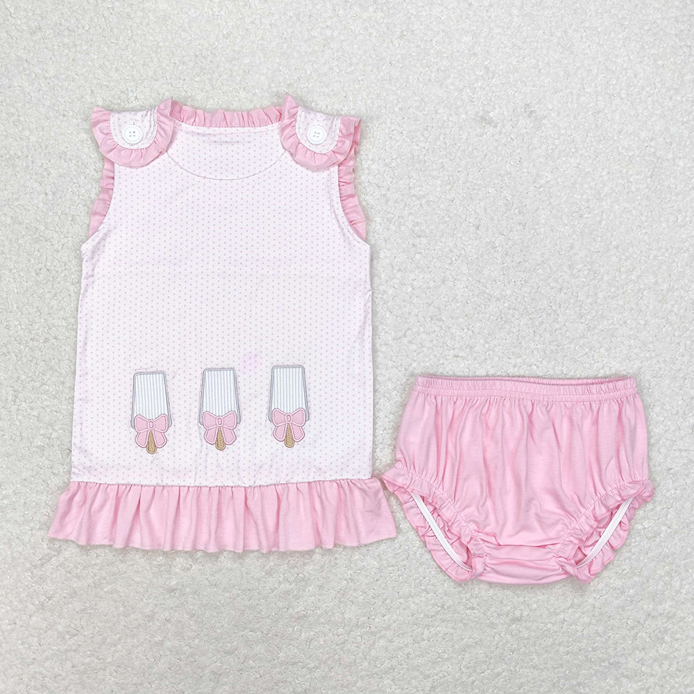 Baby Girls Popstick Pink Ruffle Top Bummie Sets