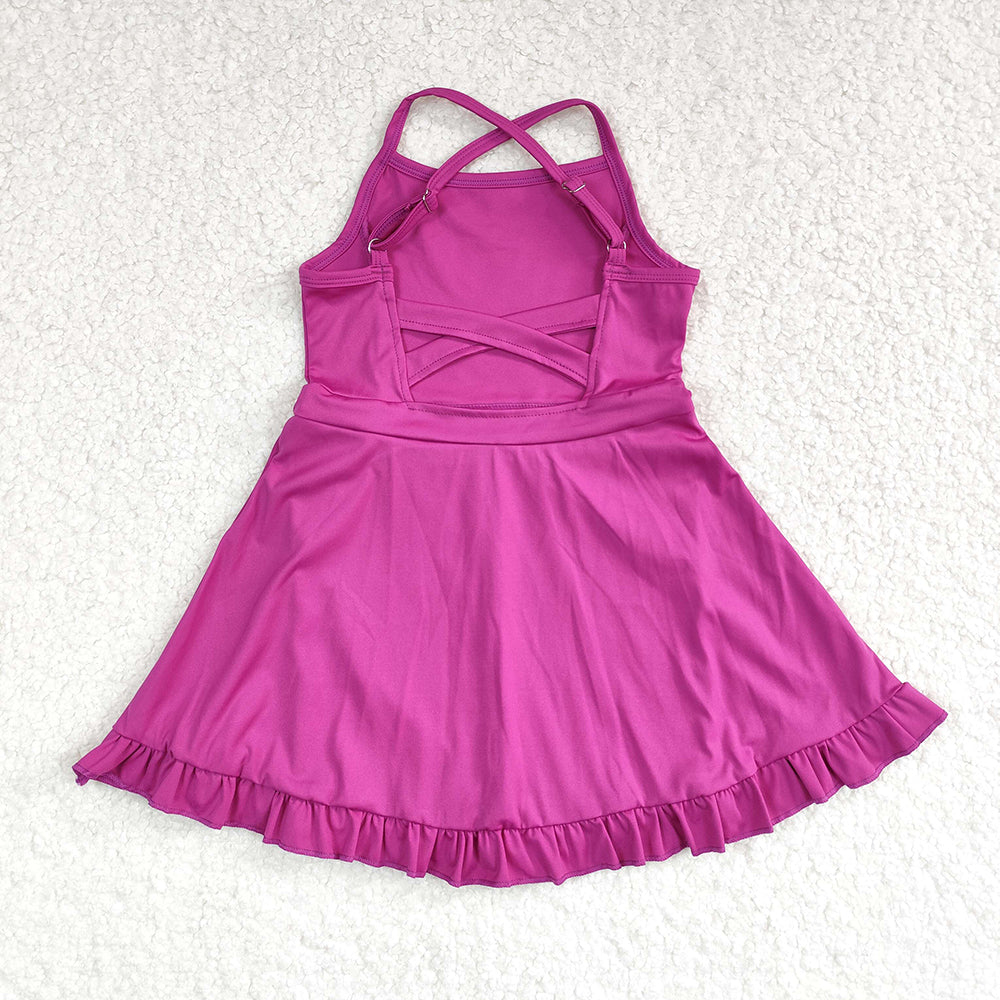 Baby Girls Wine Knit Knee Length Active Wear Athletic Dresses