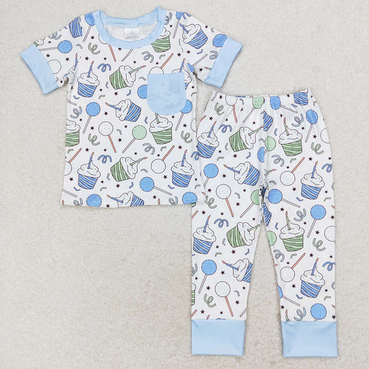 Baby Boys Cup Cake Pockets Tops Pants Pajamas Clothes Sets