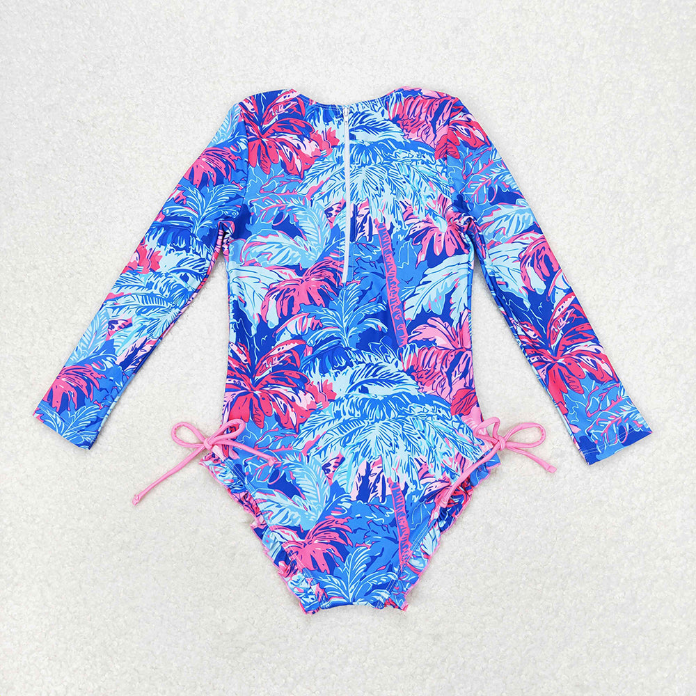 Baby Girls Sea Trees Long Sleeve One Piece Swimsuits