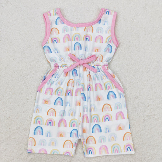 Baby Girls Colorful Rainbow Pockets Jumpsuits