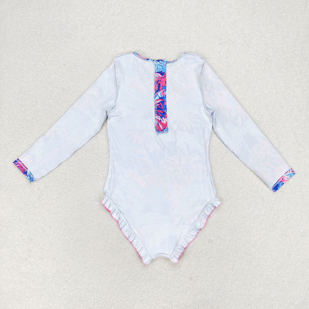 Baby Girls Sea Trees Long Sleeve One Piece Swimsuits