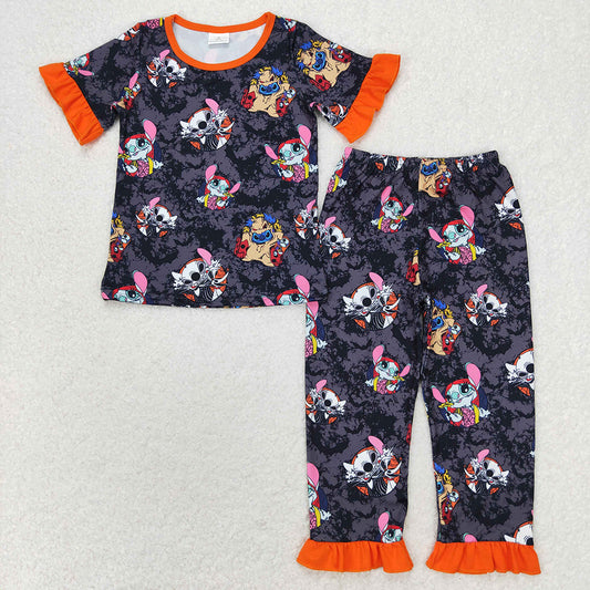 Baby Girls Halloween Mouse Ruffle Tops Pants Pajamas Clothes Sets