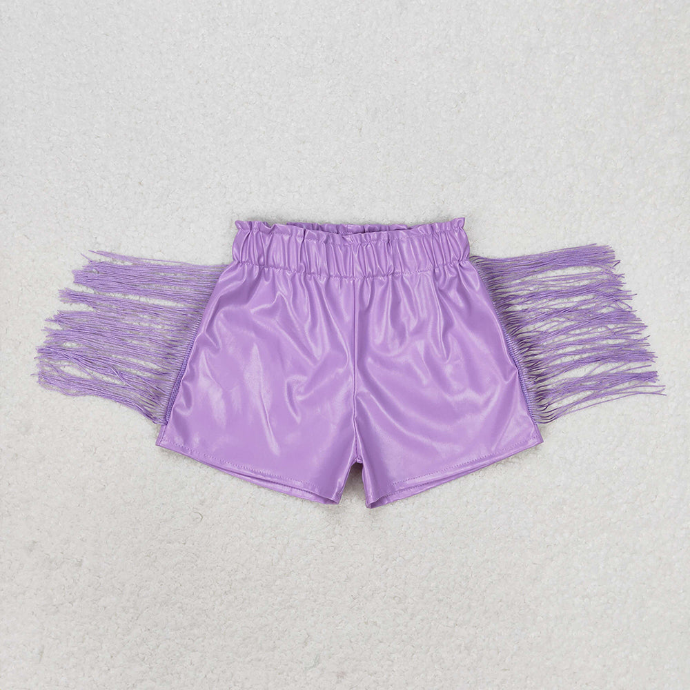 Baby Girls Lavender Tassel Pleather Shorts
