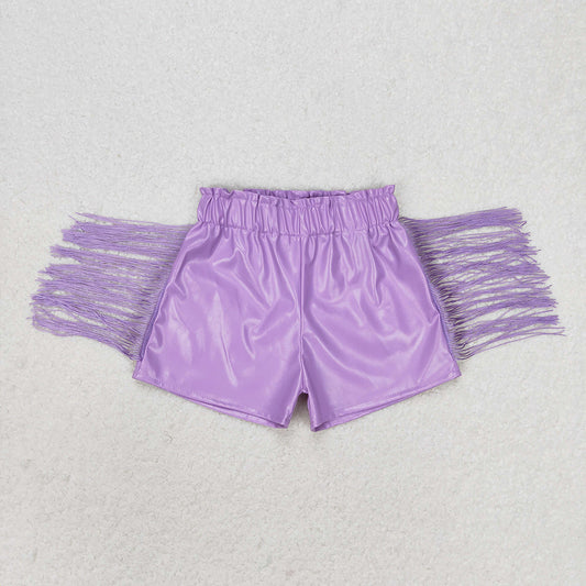 Baby Girls Lavender Tassel Pleather Shorts