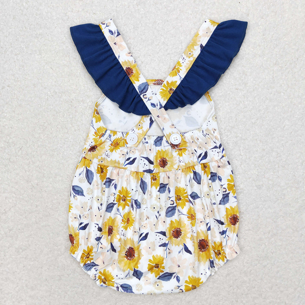 Baby Infant Girls SunFlowers Flutter Sleeve Rompers