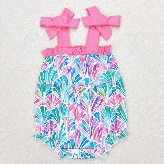 Baby Girls Straps Colorful Seashells Summer Ruffle Rompers