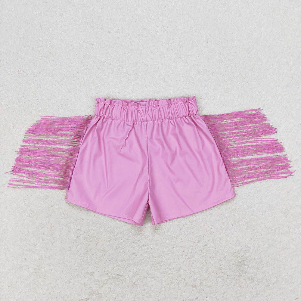 Baby Girls Pink Tassel Pleather Shorts