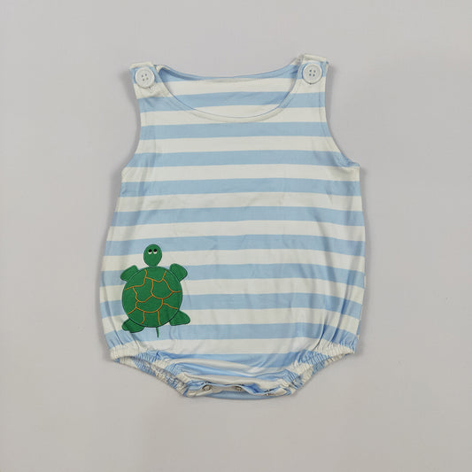 Preorder(moq 5)Baby Infant Boys Stripes Turtle Sleeveless Rompers