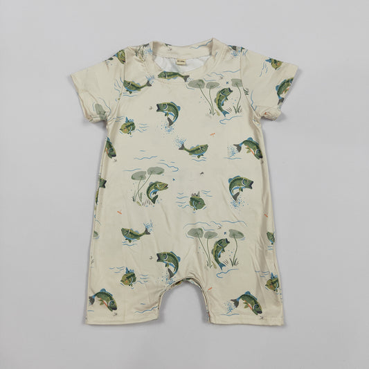Preorder(moq 5)Baby Infant Boys Fishing Short Sleeve Rompers