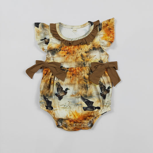 Preorder(moq 5)Baby Infant Girls Ducks Mallard Bows Rompers