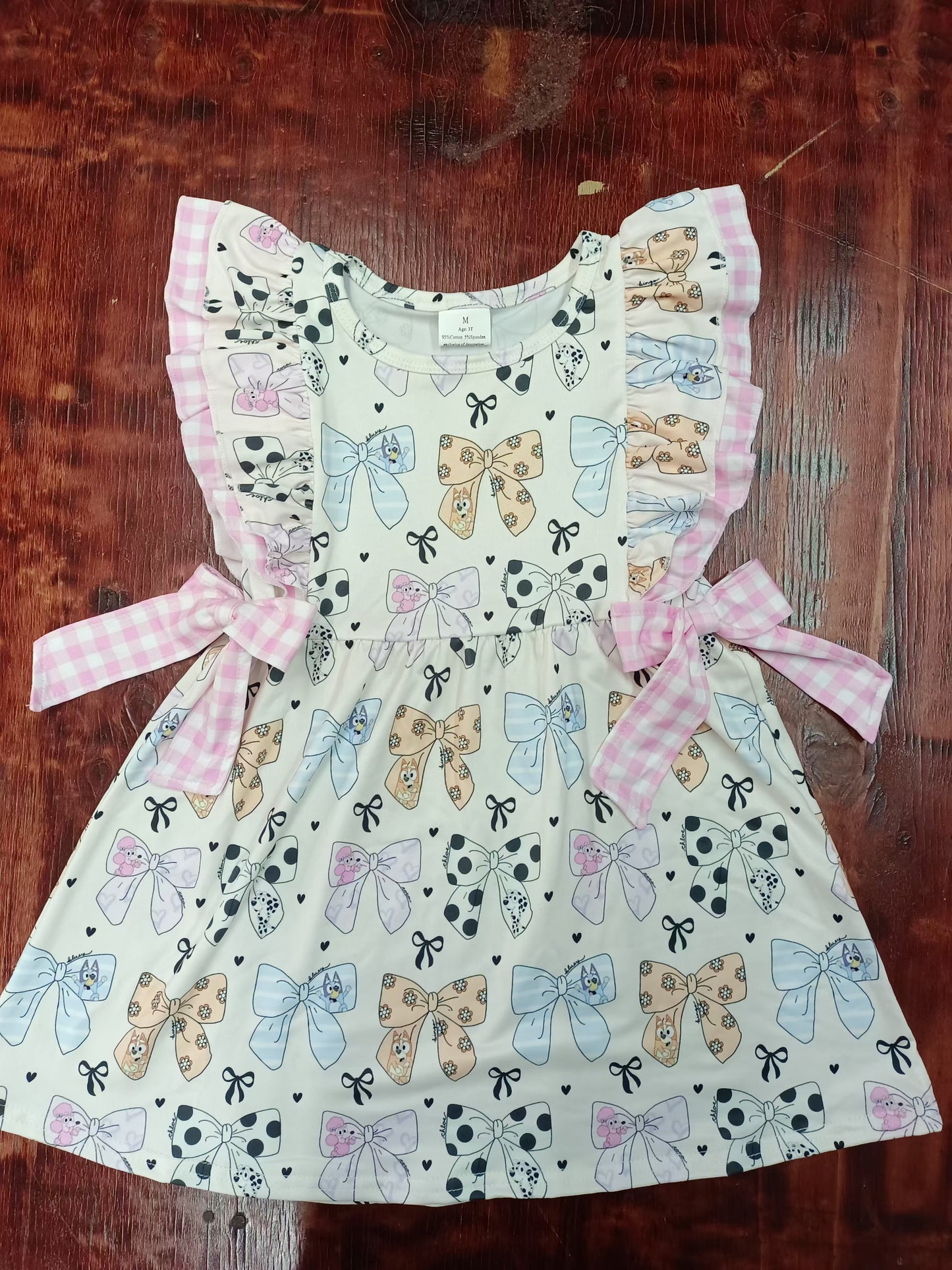 Preorder (moq 5)Baby Girls Cute Bows Dots Ruffles Knee Length Dresses