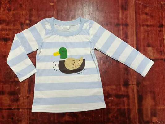 Preorder(moq 5)Boys Duck Hunting Stripes Long Sleeve Tee Shirts Tops