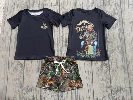 Preorder (moq 5)Baby Boys Trumps Hunting Top Camo Shorts Clothes Sets