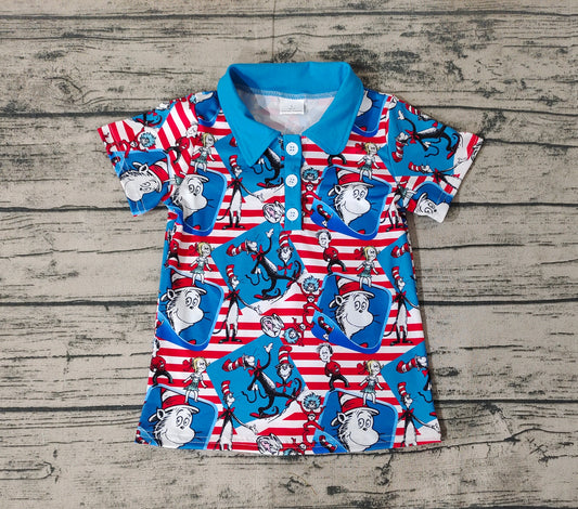 Baby Boys Dr Reading Red Stripes Short Sleeve Tee Shirt Tops