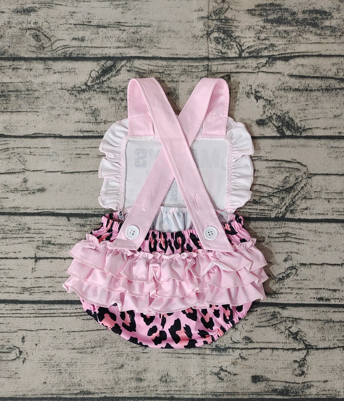 Baby Infant Girls Mama's Girl Straps Leopard Bubble Rompers