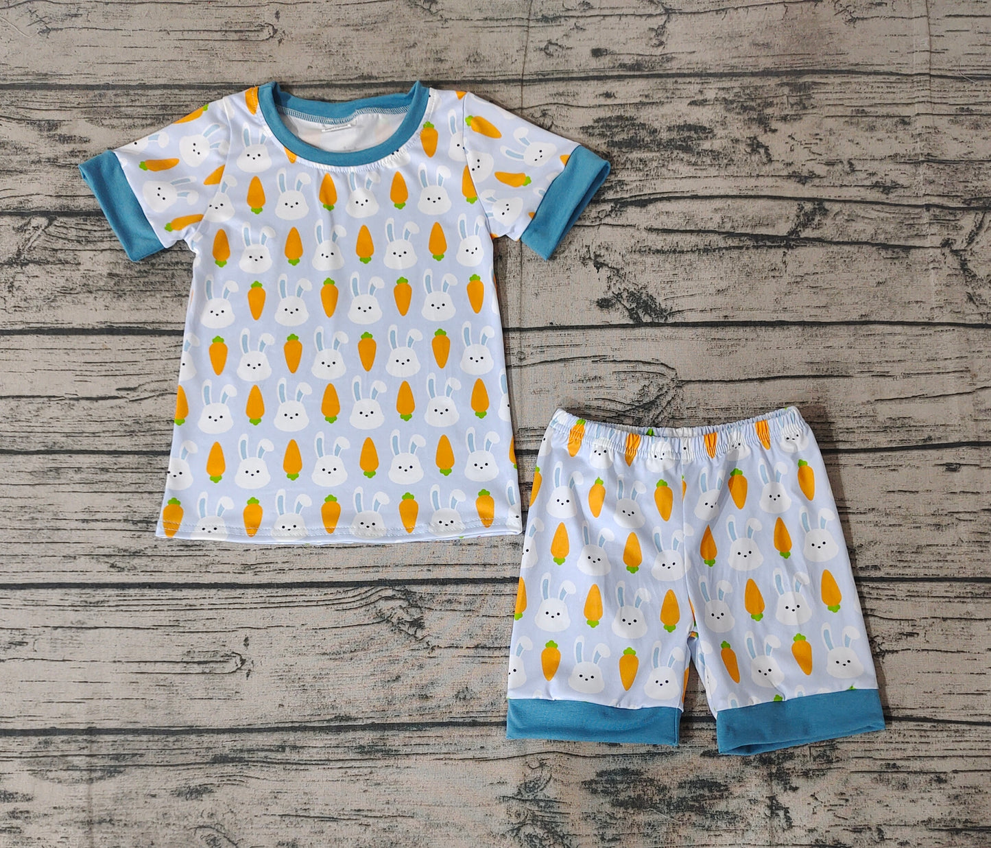 Baby Boys Easter Carrot Rabbits Shirt Top Shorts Pajamas Clothing Sets