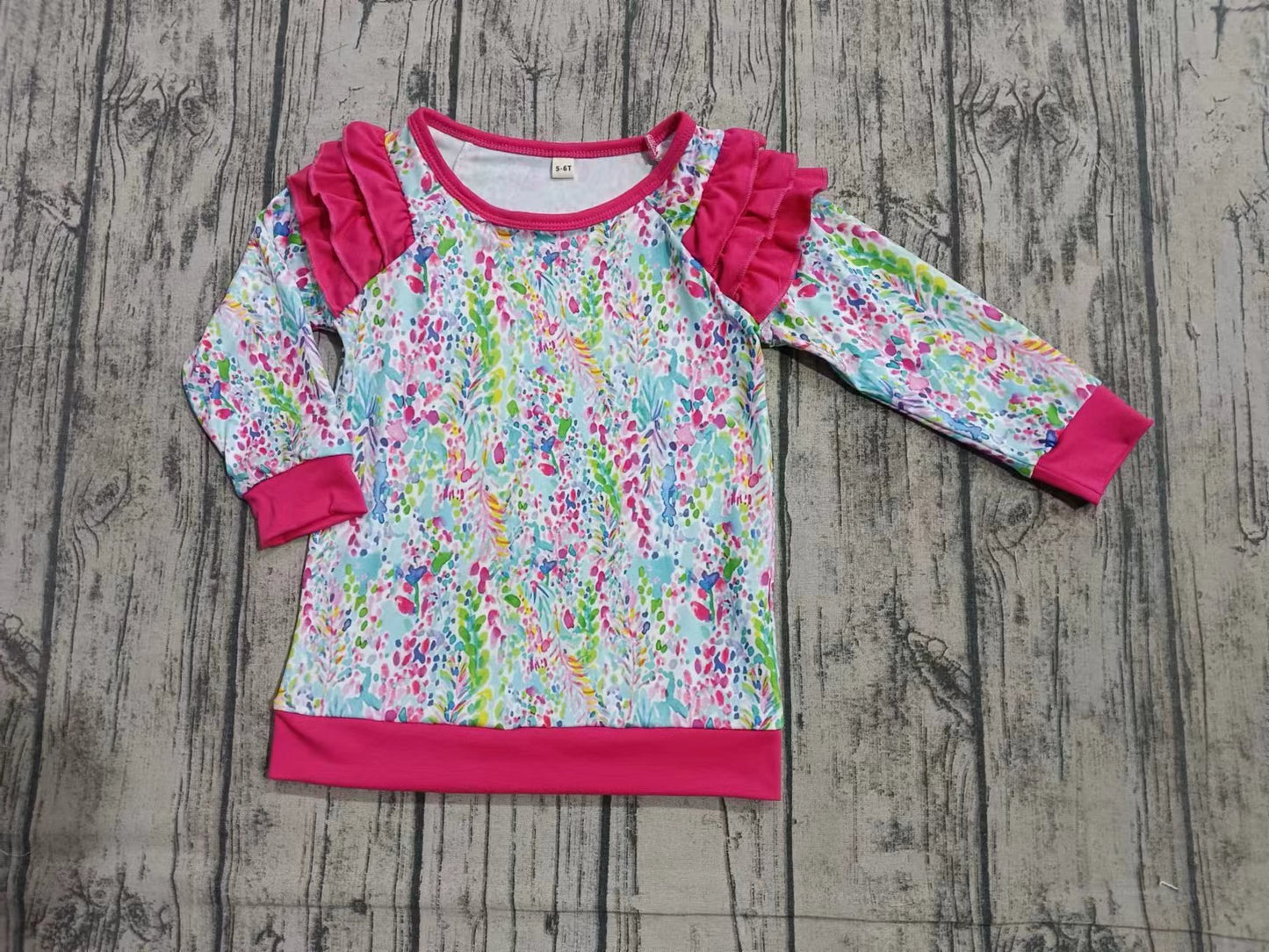 Preorder (moq 5)Baby Girls Seaweed Pink Long Sleeve Tee Shirts Tops