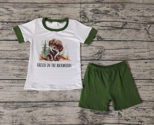 Baby Boys Toddler Dog Backwoods Stripes Shirts Shorts Clothes Sets