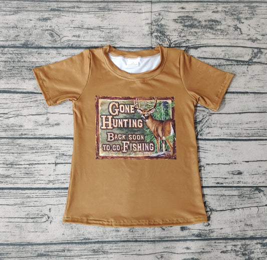 Baby Boys Brown Hunting Short Sleeve Fishing Tee Shirts Tops