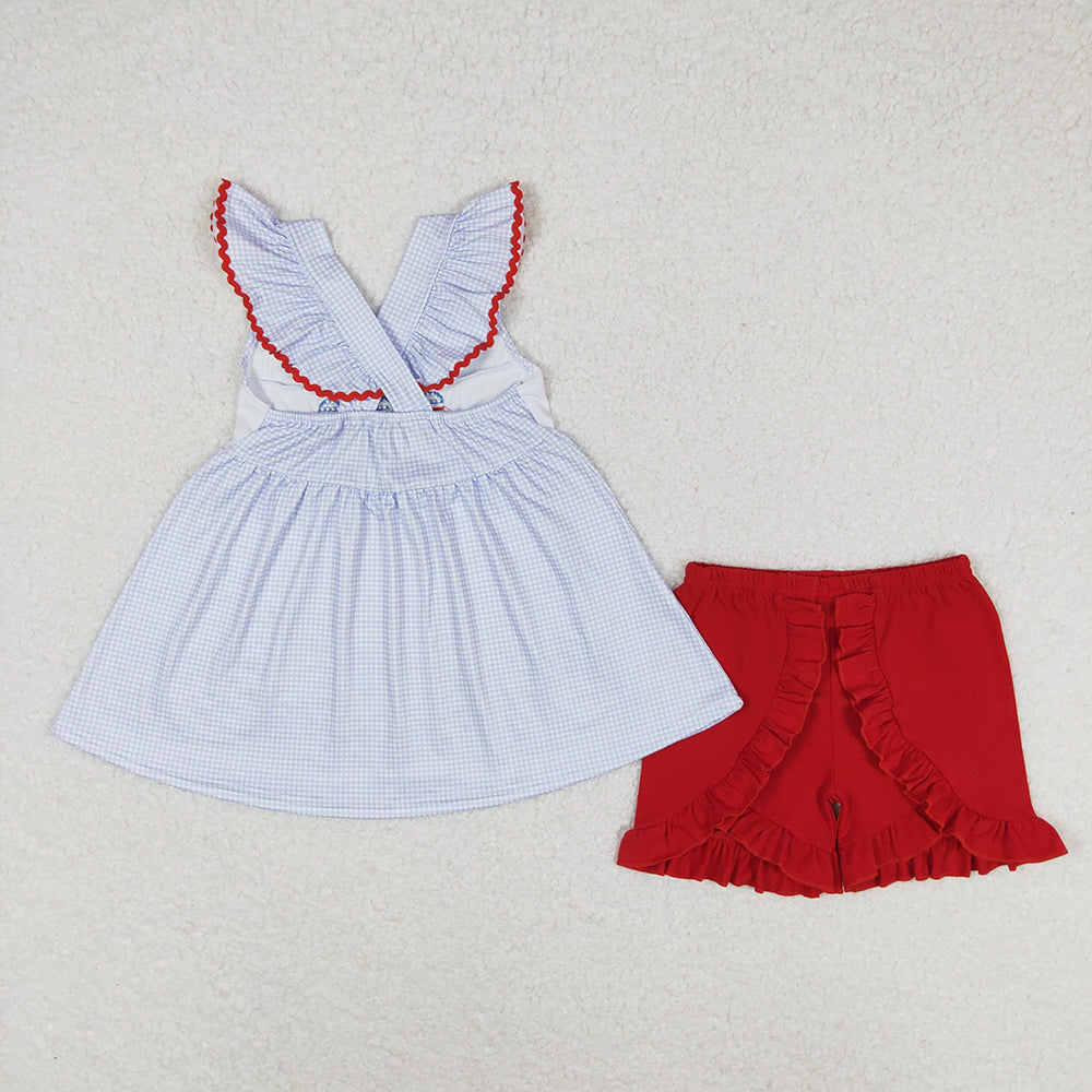 Baby Girls 4th Of July Popsicle Straps Tunic Top Ruffle Shorts Outfits Clothes Sets
