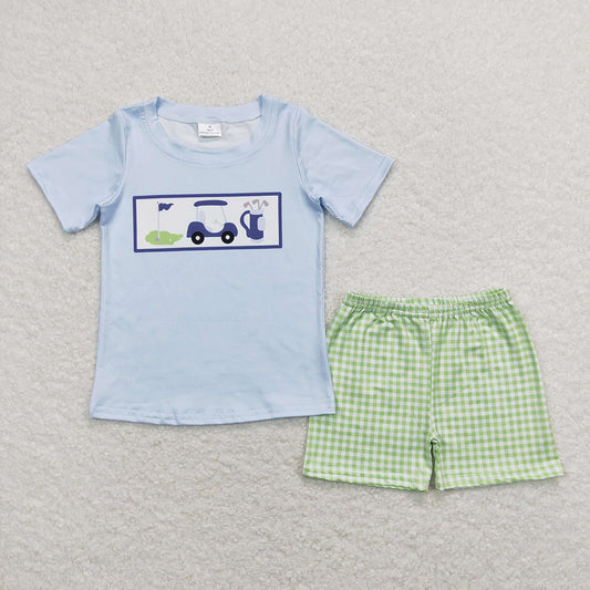 Baby Boys Golf Hole In One Shirt Checkered Shorts Clothes Sets