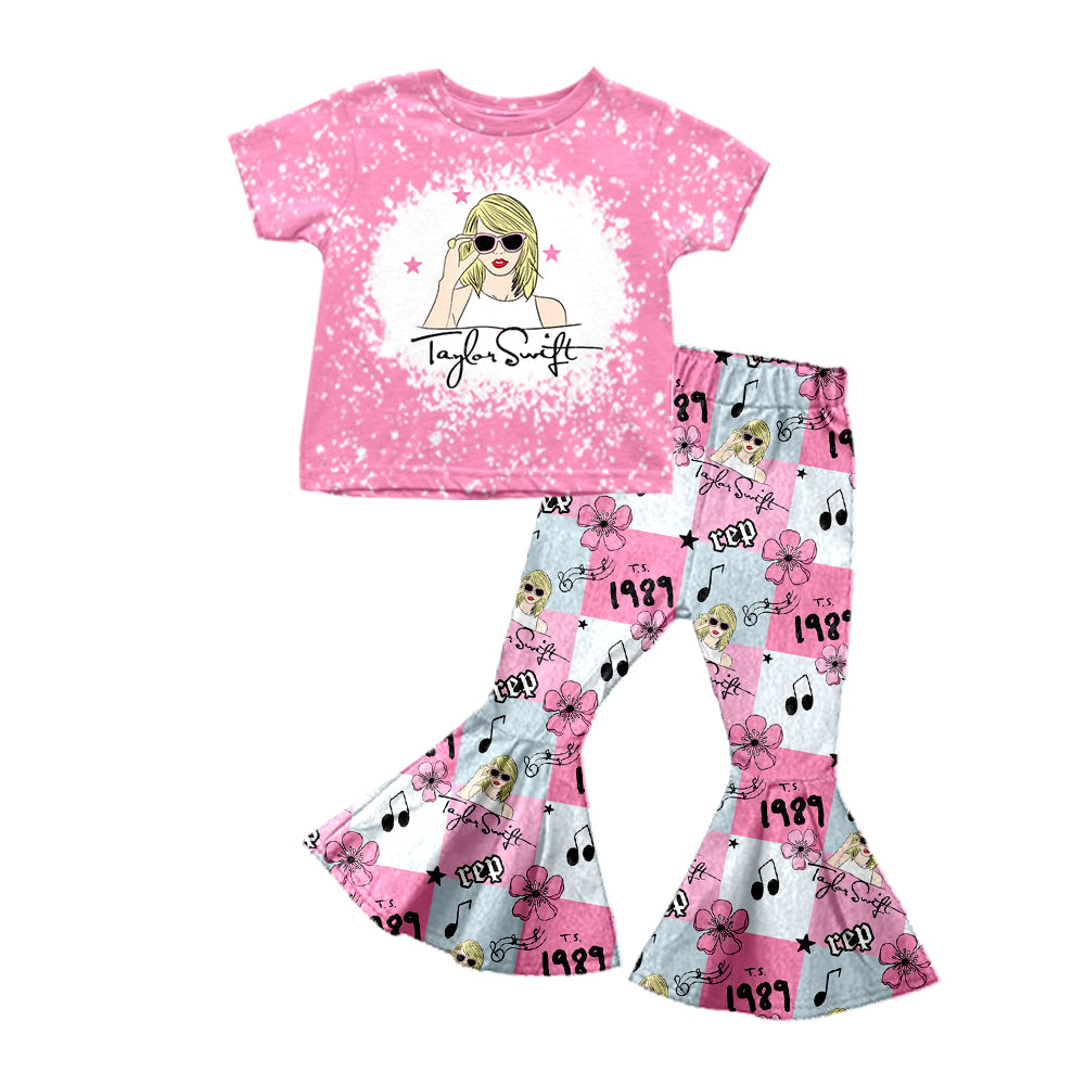 Baby Girls Singer Pink Shirt 1989 Bell Pants Clothes Sets preorder(moq 5)