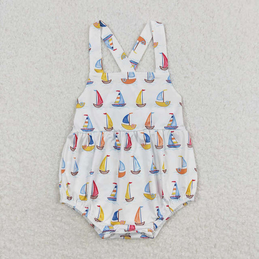 Baby Infant Boys Sailboat Straps Summer Rompers