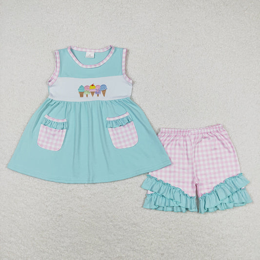 Baby Girls Popsicle Sleeveless Top Ruffle Shorts Outfits Clothes Sets