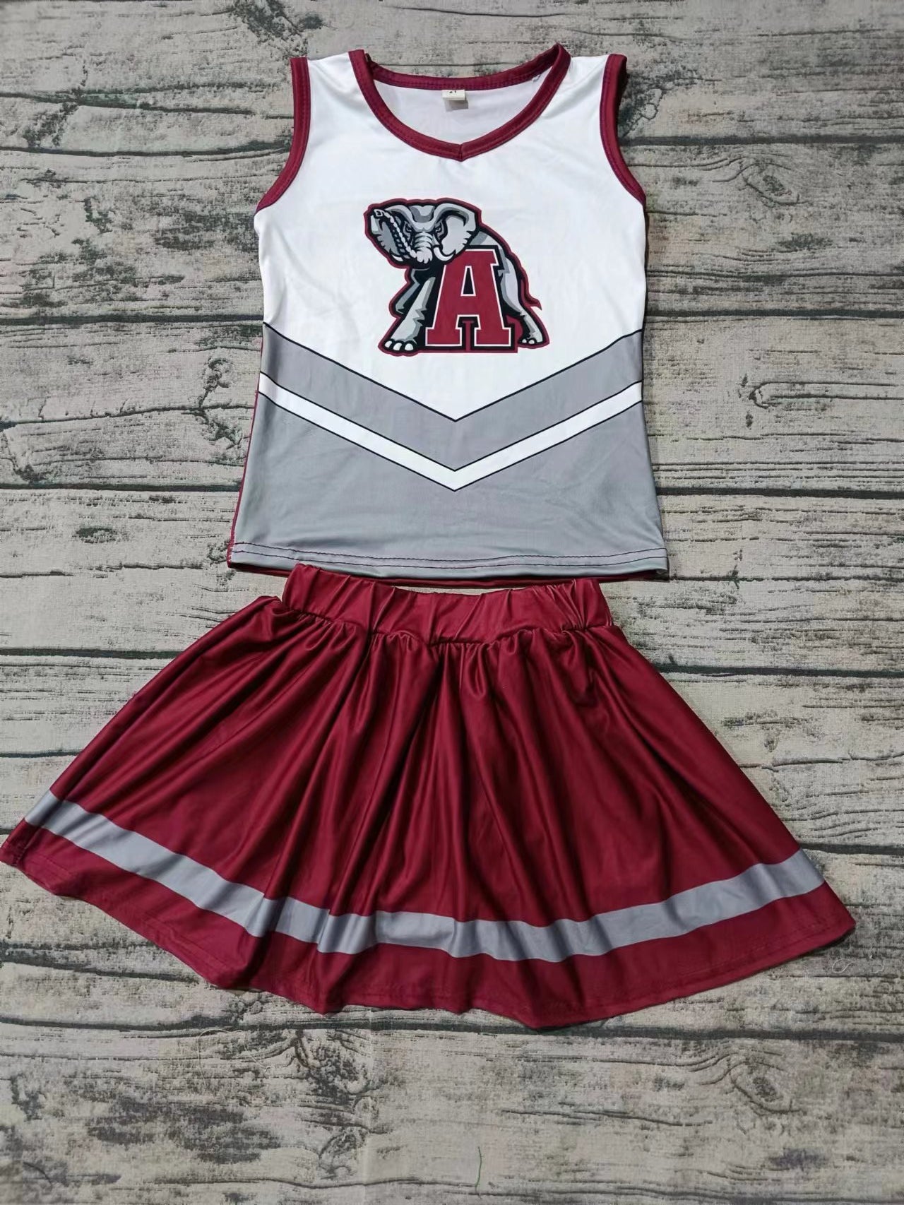 Baby Girls Elephant Cheer Team Top Skirt Clothes Sets preorder(MOQ 5)