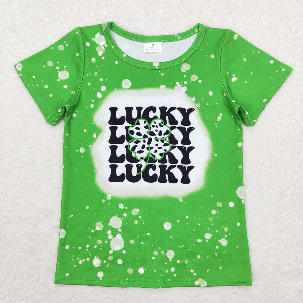 Baby Girls Green Lucky St Patrick Day Short Sleeve Tee Shirts Tops