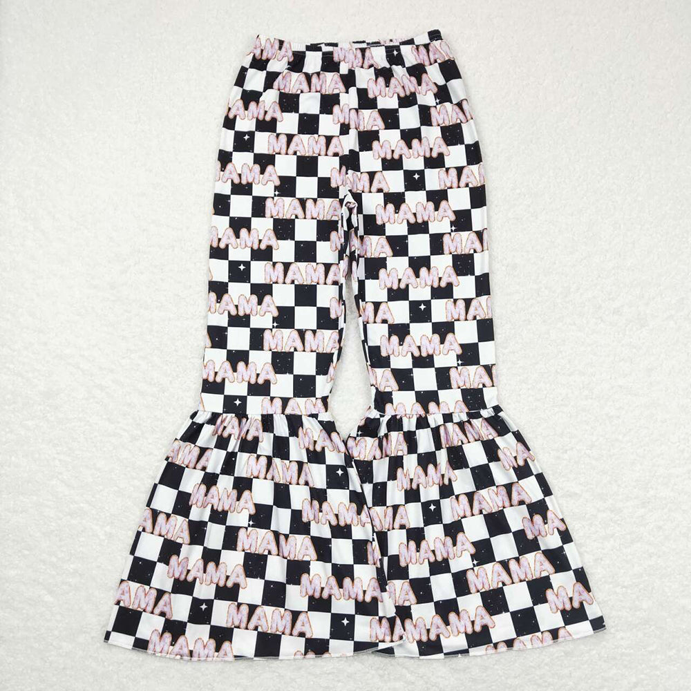 Mama And Mini Checkered Bell Flare Bottom Pants