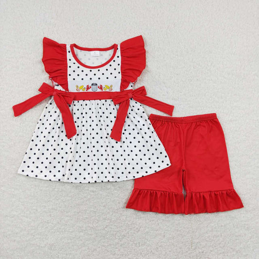 Baby Girls Crawfish Boiled Bows Tunic Tops Ruffle Shorts Clothes Sets