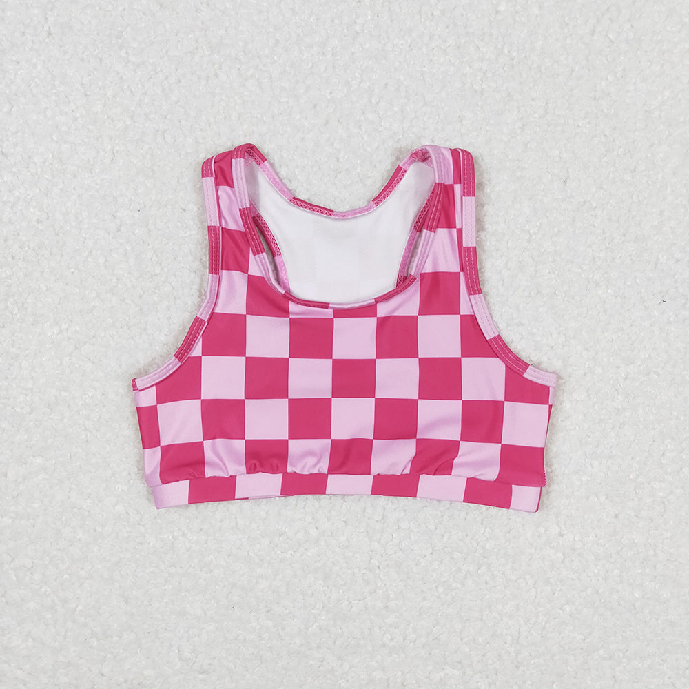Baby Girls Pink Checkered Sleeveless Vest Crop Tops