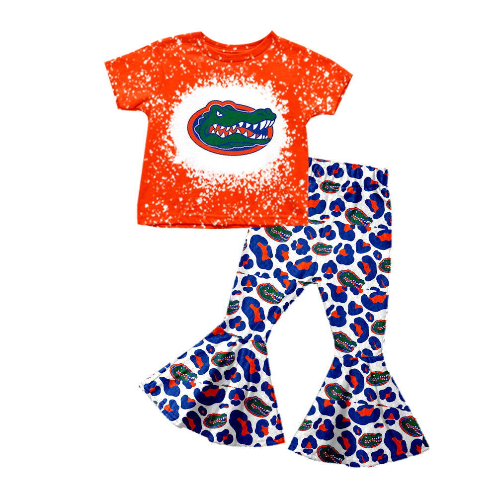 Baby Girls Team Florida Tee Shirt Leopard Bell Pants Clothing Sets preorder(moq 5)