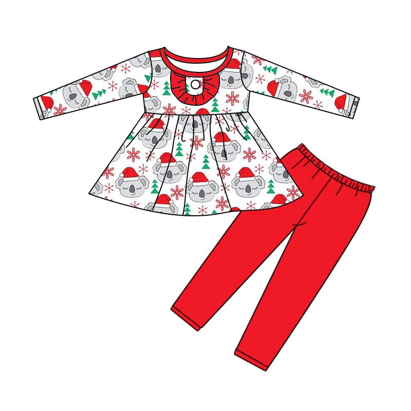 Baby Girls Christmas Hats Tunic Pants Clothes Sets preorder(moq 5)