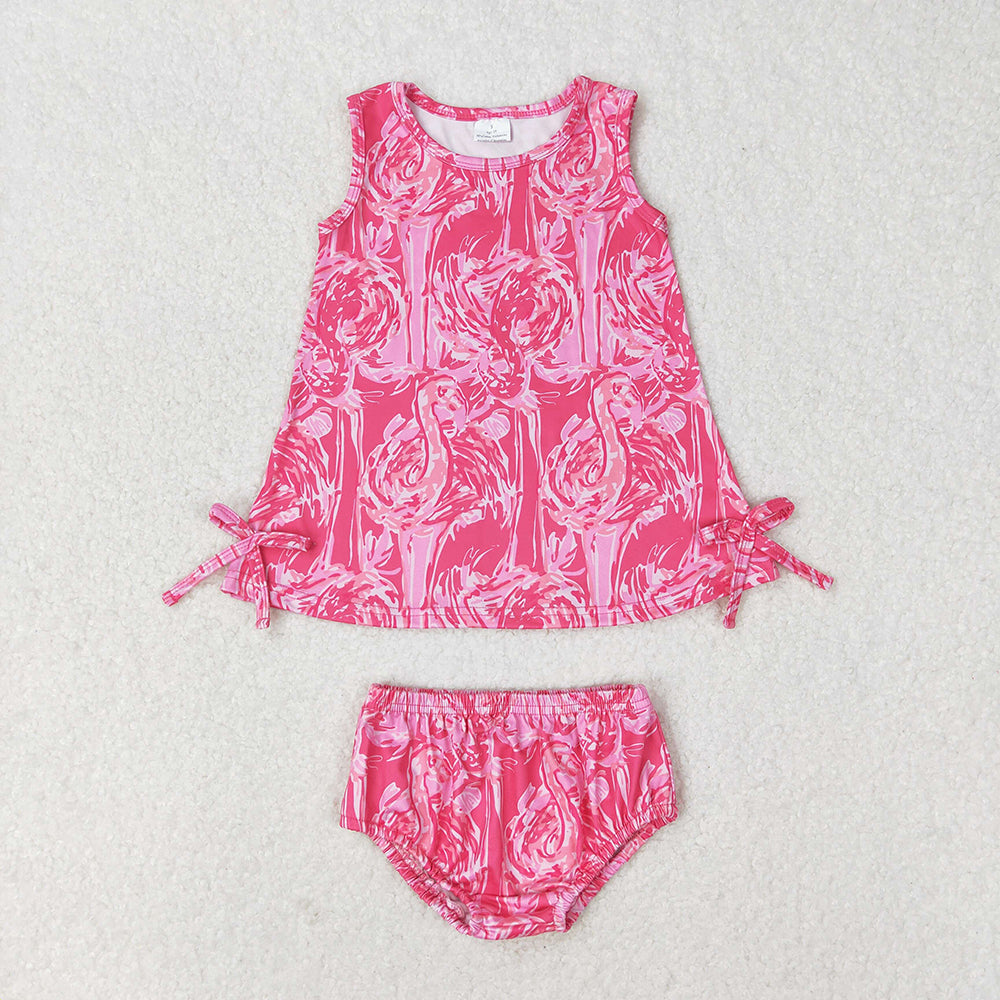 Baby Girls Pink Flamingo Tunic Top Bummies Clothes Sets