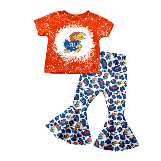 Baby Girls Team Bird Tee Shirt Leopard Bell Pants Clothing Sets preorder(moq 5)