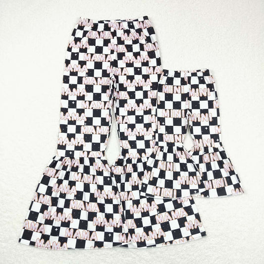 Mama And Mini Checkered Bell Flare Bottom Pants