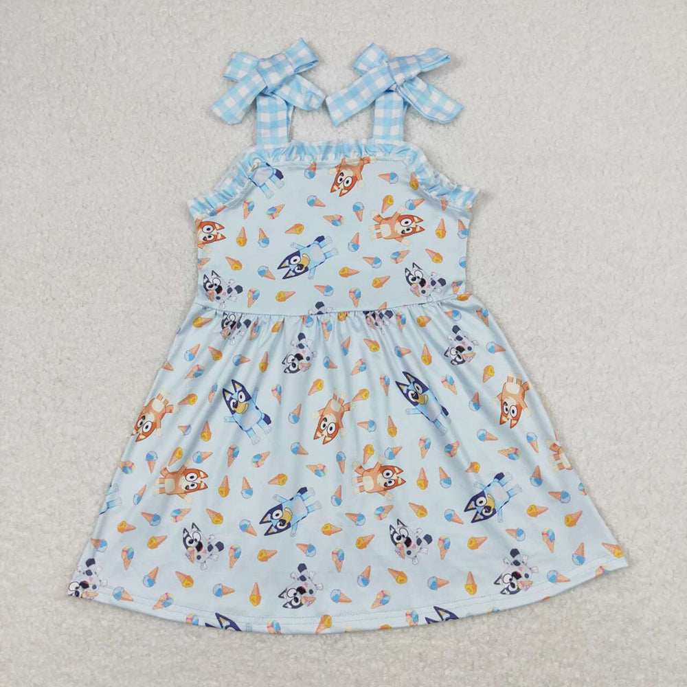 Baby Girls Straps Dogs Knee Length Summer Dresses