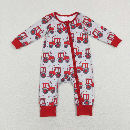 Baby Infant Boys Tractors Long Sleeve Zip Rompers