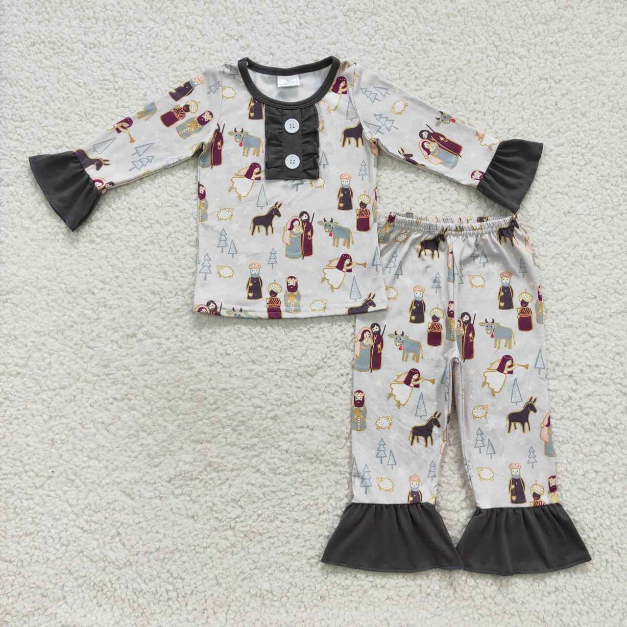 Baby Girls Christmas Nativity Pajamas Clothing Sets