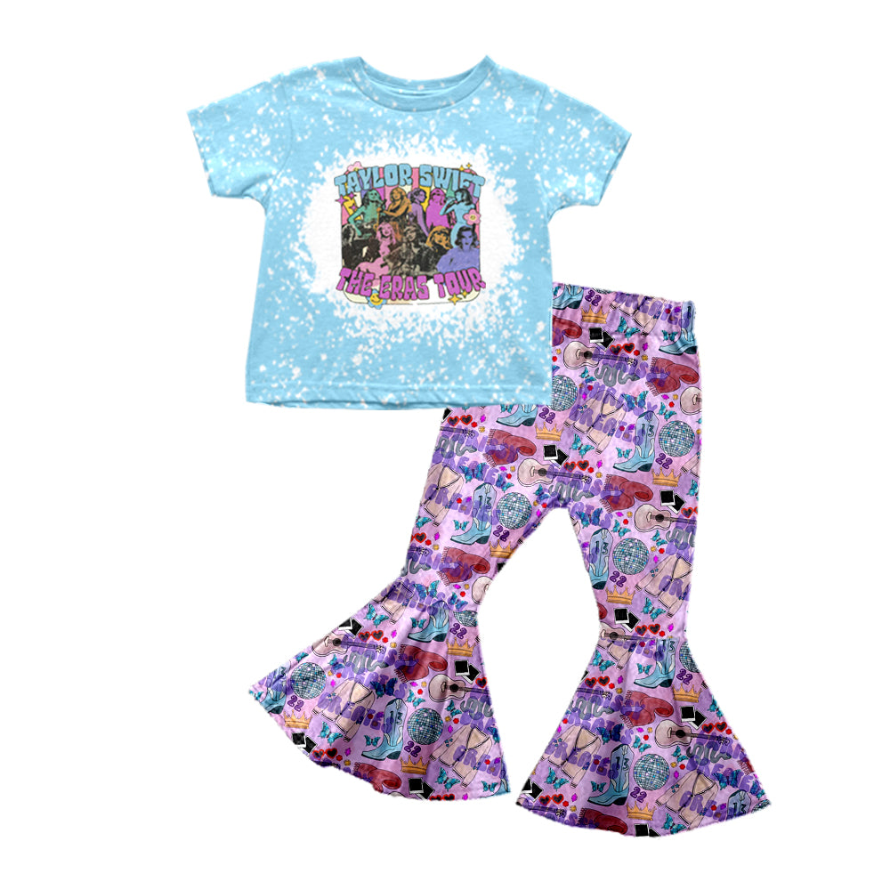 Baby Girls Blue Singer Shirt Flare Pants Toddler Clothes Sets preorder(moq 5)