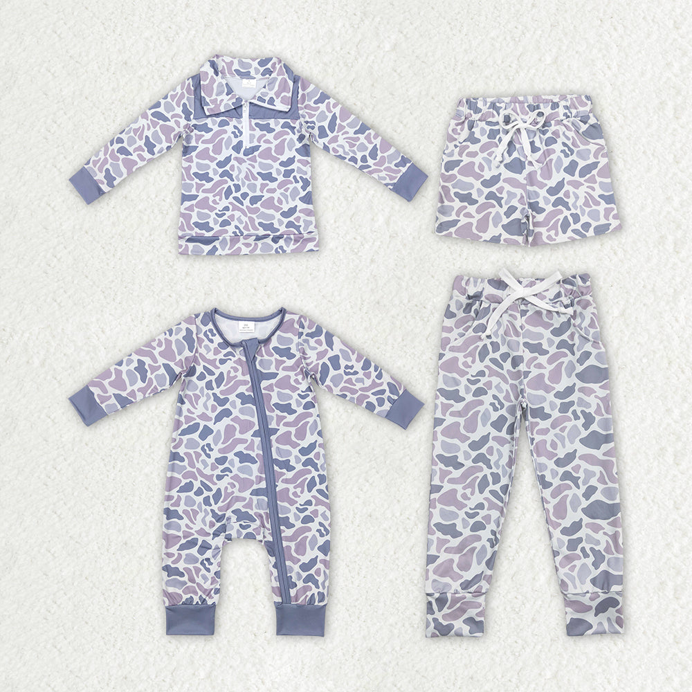 Baby Boys Grey Camo Brother Hunting Spring Summer Clothes Sets