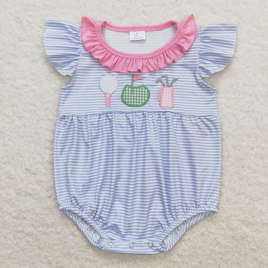 Baby Infant Girls Golf Blue Flutter Sleeve Summer Rompers