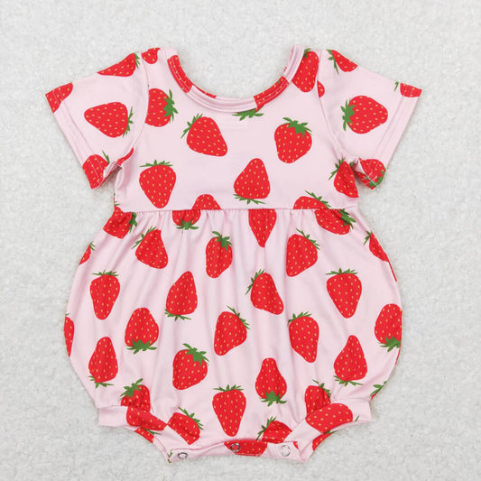 Baby Girls Strawberry Short Sleeve Rompers