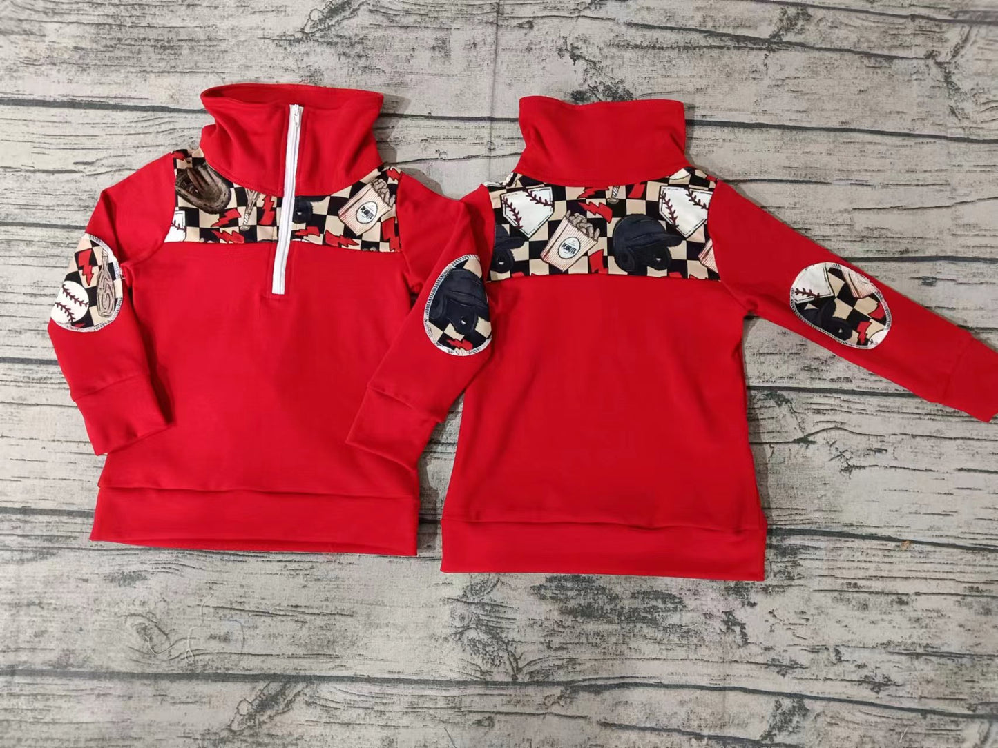 Baby Boys Baseball Long Sleeve Red Pullovers Tops preorder(moq 5)